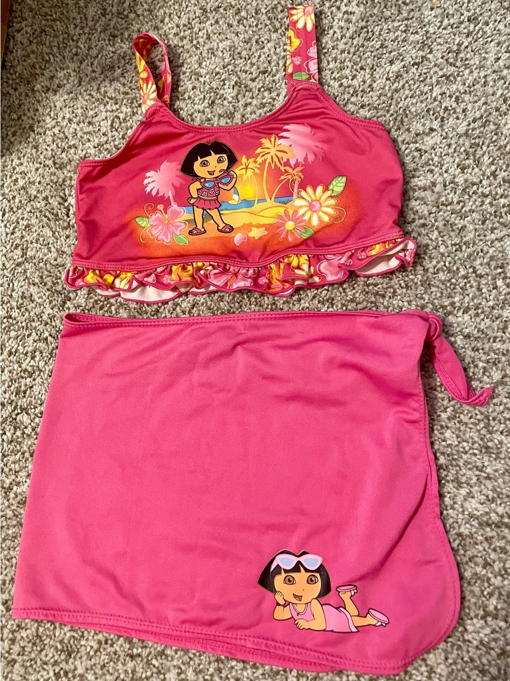 Nickelodeon Dora the Explorer Pink Ruffle Two-Piece Swim Set 4T